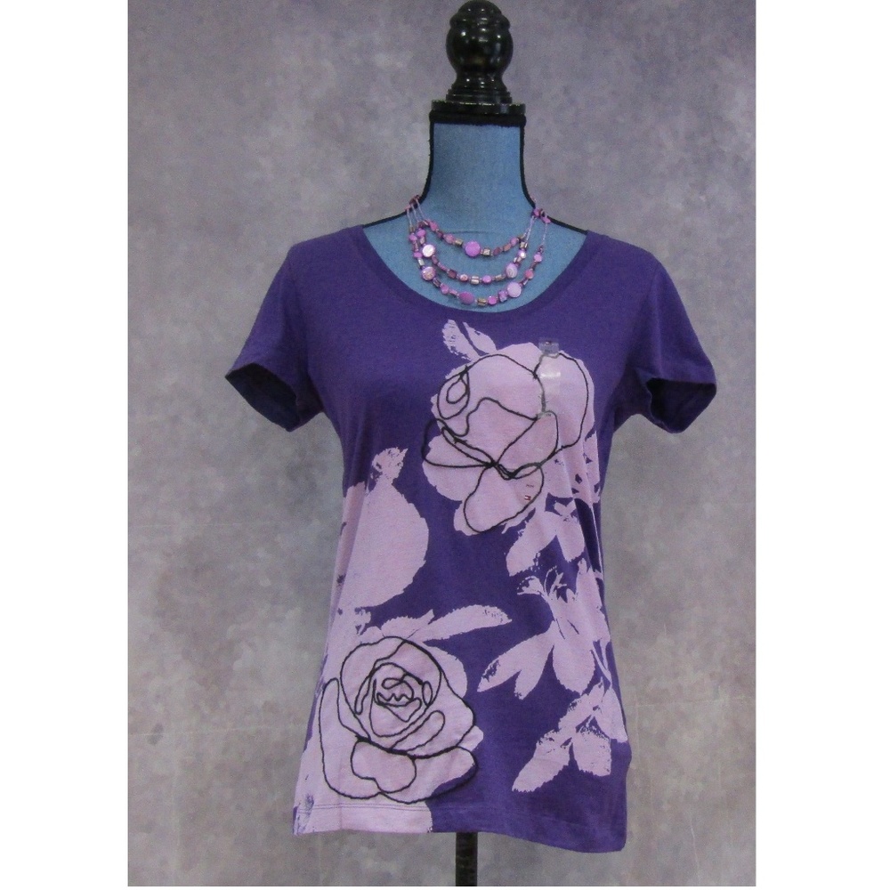 NEW Tommy Hilfiger Purple & Lavender Rose Tee M